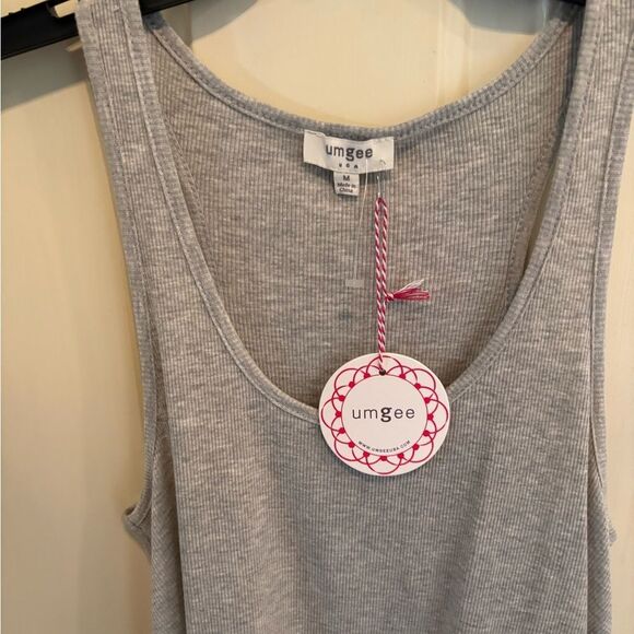 Anthropologie Umgee Light Gray Ribbed Tank Top with Lace Hem - Picture 3 of 5